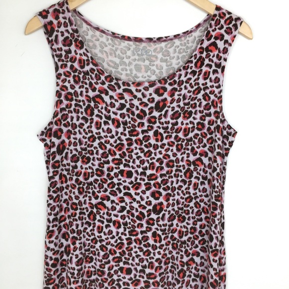 LOGO by Lori Goldstein Leopard Tunic Tank Top Stretch Jersey Knit Women’s Sz M - Picture 2 of 9